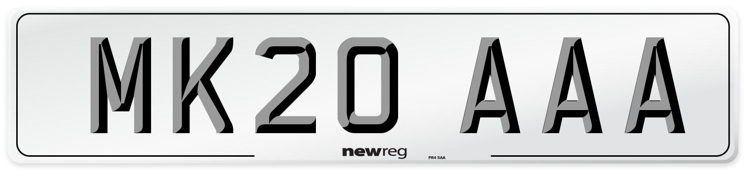 MK20 AAA Number Plate from New Reg